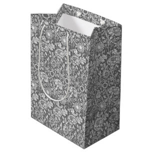 Art Nouveau Carnation Damask, Gray / Grey Medium Gift Bag