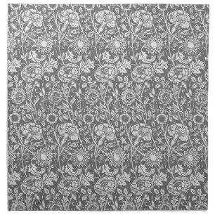 Art Nouveau Carnation Damask, Gray / Grey Napkin