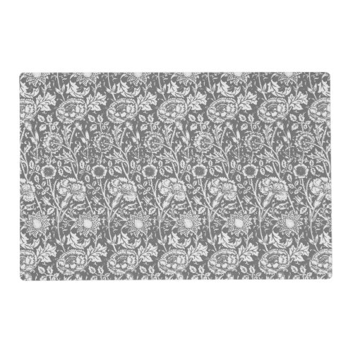 Art Nouveau Carnation Damask Gray  Grey Placemat