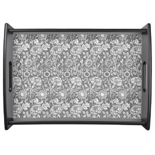 Art Nouveau Carnation Damask, Gray / Grey Serving Tray
