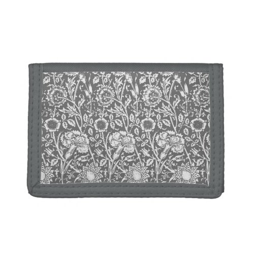 Art Nouveau Carnation Damask Gray  Grey Tri_fold Wallet