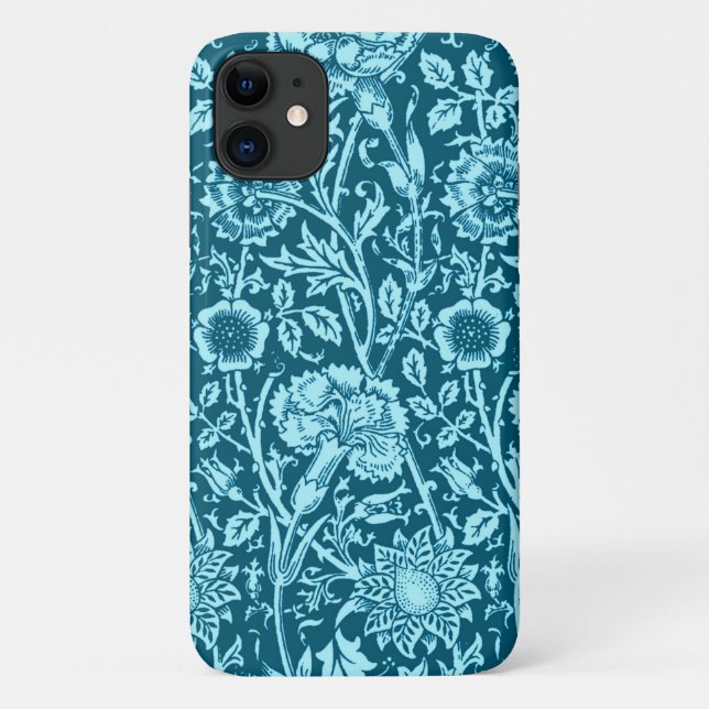 Art Nouveau Carnation Damask, Indigo and Sky Blue  Case-Mate iPhone Case (Back)