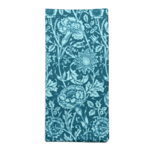 Art Nouveau Carnation Damask, Indigo and Sky Blue Cloth Napkin