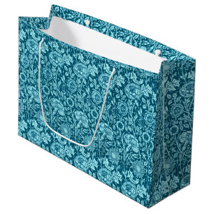 Art Nouveau Carnation Damask, Indigo and Sky Blue Large Gift Bag