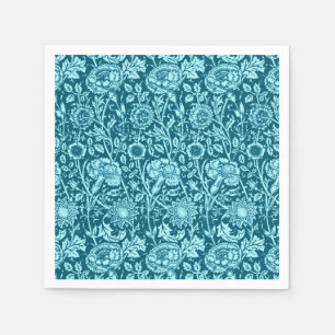 Art Nouveau Carnation Damask, Indigo and Sky Blue  Napkins