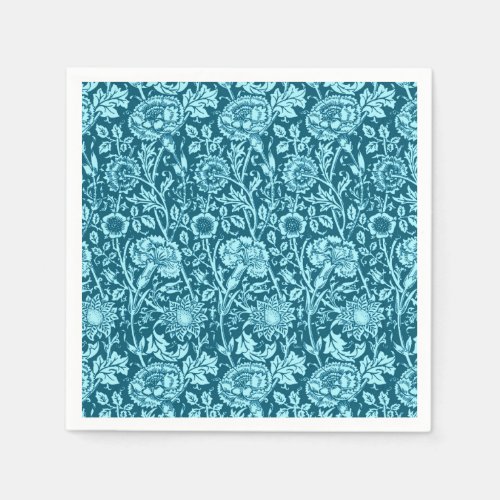 Art Nouveau Carnation Damask Indigo and Sky Blue  Napkins