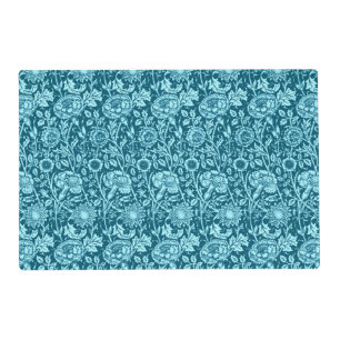 Art Nouveau Carnation Damask, Indigo and Sky Blue Placemat