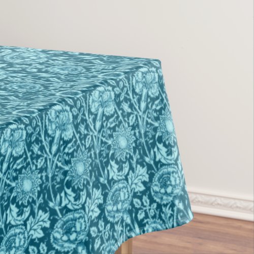 Art Nouveau Carnation Damask Indigo and Sky Blue  Tablecloth