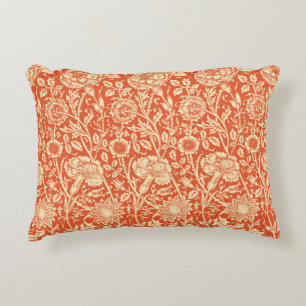 Art Nouveau Carnation Damask, Mandarin Orange Accent Pillow