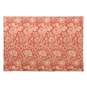Art Nouveau Carnation Damask, Mandarin Orange Cloth Placemat