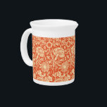 Art Nouveau Carnation Damask, Mandarin Orange Pitcher<br><div class="desc">Art Nouveau pattern based on a vintage William Morris floral damask wallpaper pattern,  digitally enhanced and colored in pastel orange on a deep mandarin orange background</div>