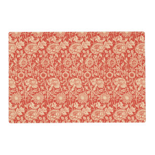 Art Nouveau Carnation Damask, Mandarin Orange Placemat