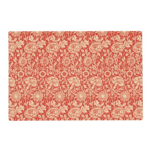 Art Nouveau Carnation Damask Mandarin Orange Placemat