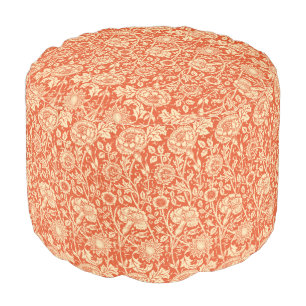 Art Nouveau Carnation Damask, Mandarin Orange Pouf
