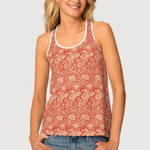 Art Nouveau Carnation Damask Mandarin Orange Tank Top