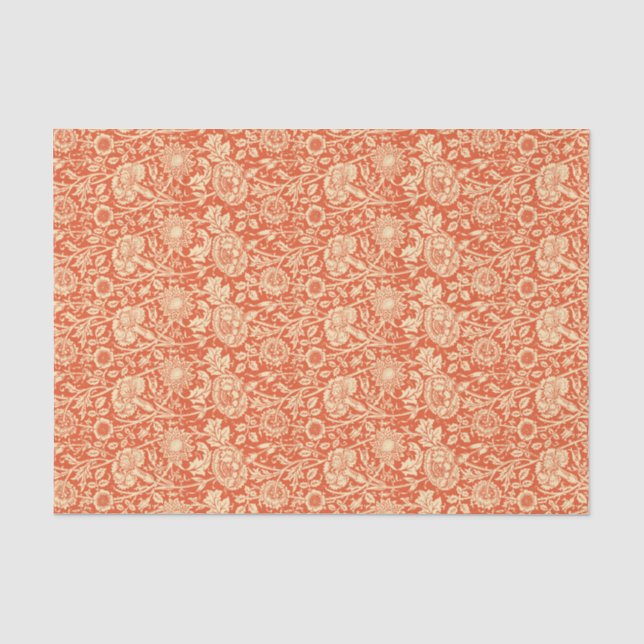 Art Nouveau Carnation Damask, Mandarin Orange Tissue Paper (Front)