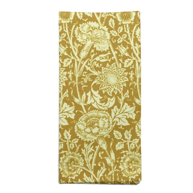 Art Nouveau Carnation Damask, Mustard and Yellow  Cloth Napkin (Folded)