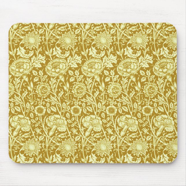 Art Nouveau Carnation Damask, Mustard and Yellow  Mouse Pad (Front)