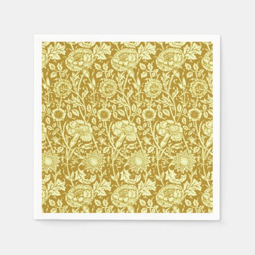 Art Nouveau Carnation Damask Mustard and Yellow  Napkins