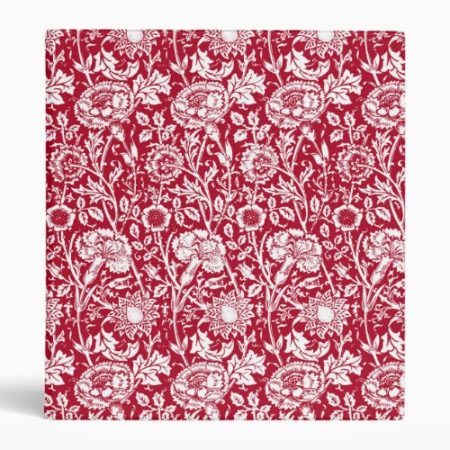 Art Nouveau Carnation Damask Red and White 3 Ring Binder