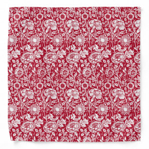 Art Nouveau Carnation Damask, Red and White Bandana