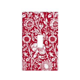 Art Nouveau Carnation Damask, Red and White Light Switch Cover