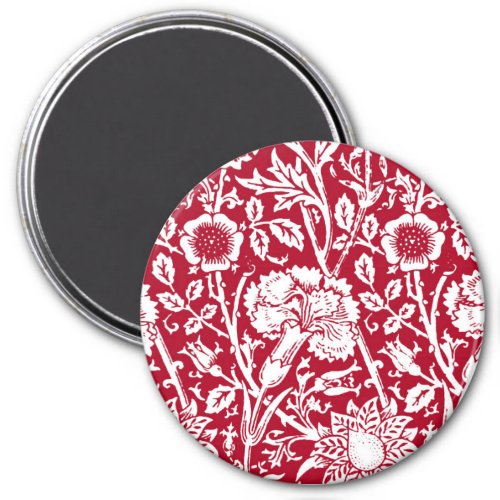 Art Nouveau Carnation Damask Red and White Magnet