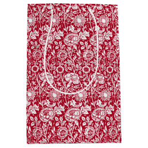 Art Nouveau Carnation Damask, Red and White Medium Gift Bag