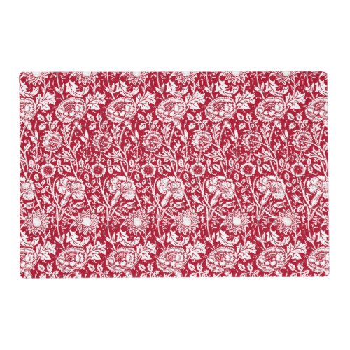 Art Nouveau Carnation Damask Red and White Placemat