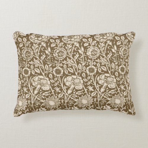 Art Nouveau Carnation Damask Taupe and Cream Accent Pillow