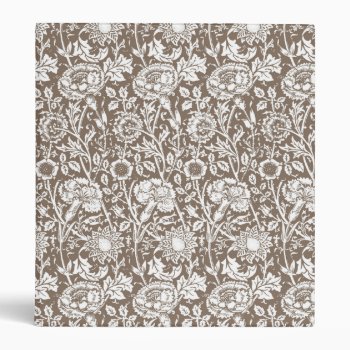 Art Nouveau Carnation Damask  Taupe And White 3 Ring Binder by Floridity at Zazzle
