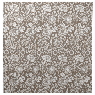 Art Nouveau Carnation Damask, Taupe and White Napkin