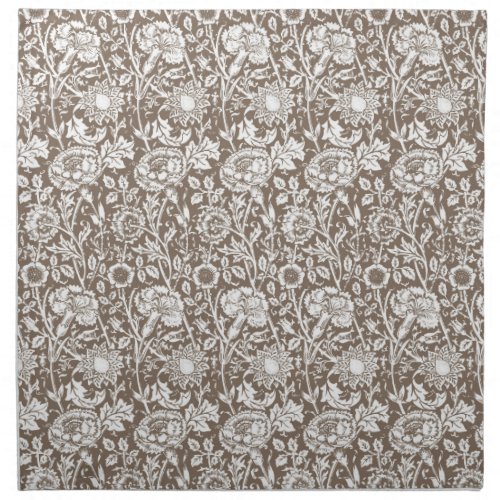 Art Nouveau Carnation Damask Taupe and White Napkin