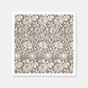 Art Nouveau Carnation Damask, Taupe and White Paper Napkins