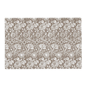 Art Nouveau Carnation Damask, Taupe and White Placemat