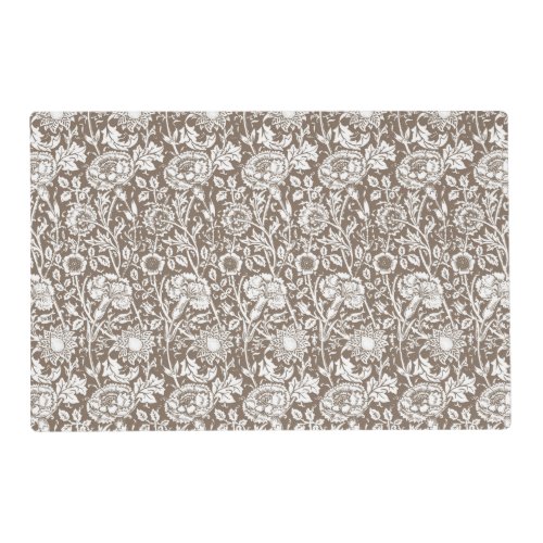 Art Nouveau Carnation Damask Taupe and White Placemat