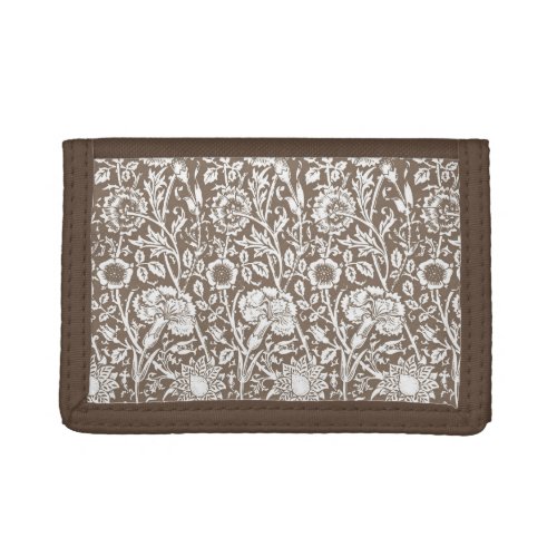 Art Nouveau Carnation Damask Taupe and White Tri_fold Wallet