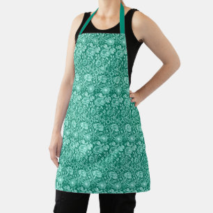 Art Nouveau Carnation Damask, Turquoise and Aqua Apron