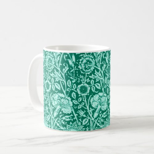 Art Nouveau Carnation Damask Turquoise and  Aqua Coffee Mug