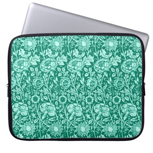 Art Nouveau Carnation Damask Turquoise and Aqua Laptop Sleeve