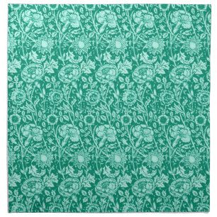 Art Nouveau Carnation Damask, Turquoise Cloth Napkin