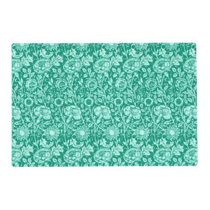 Art Nouveau Carnation Damask, Turquoise Placemat