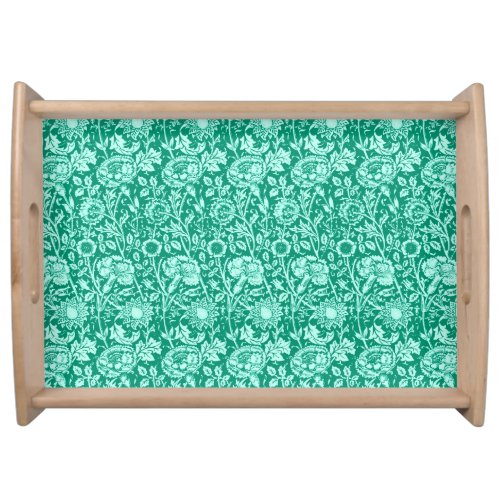 Art Nouveau Carnation Damask Turquoise Serving Tray