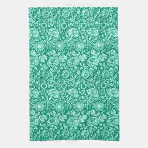 Art Nouveau Carnation Damask, Turquoise Towel