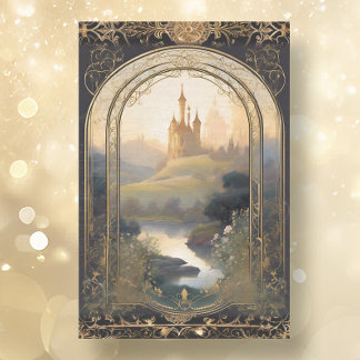 Art Nouveau Castle Rococo Black n Gold Ephemera 1 Tissue Paper
