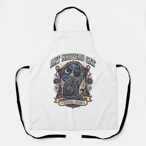Art Nouveau Cat Cat Art Nouveau Vintage Vector Art Apron