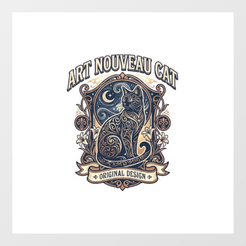 Art Nouveau Cat Cat Art Nouveau Vintage Vector Art Floor Decals