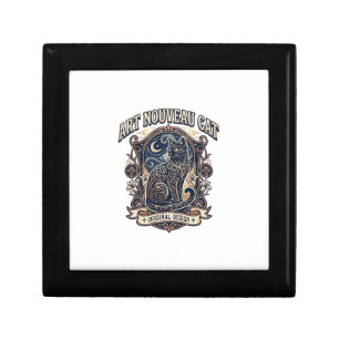 Art Nouveau Cat Cat Art Nouveau Vintage Vector Art Gift Box