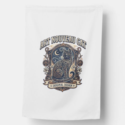 Art Nouveau Cat Cat Art Nouveau Vintage Vector Art House Flag