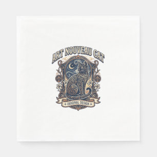 Art Nouveau Cat Cat Art Nouveau Vintage Vector Art Napkins